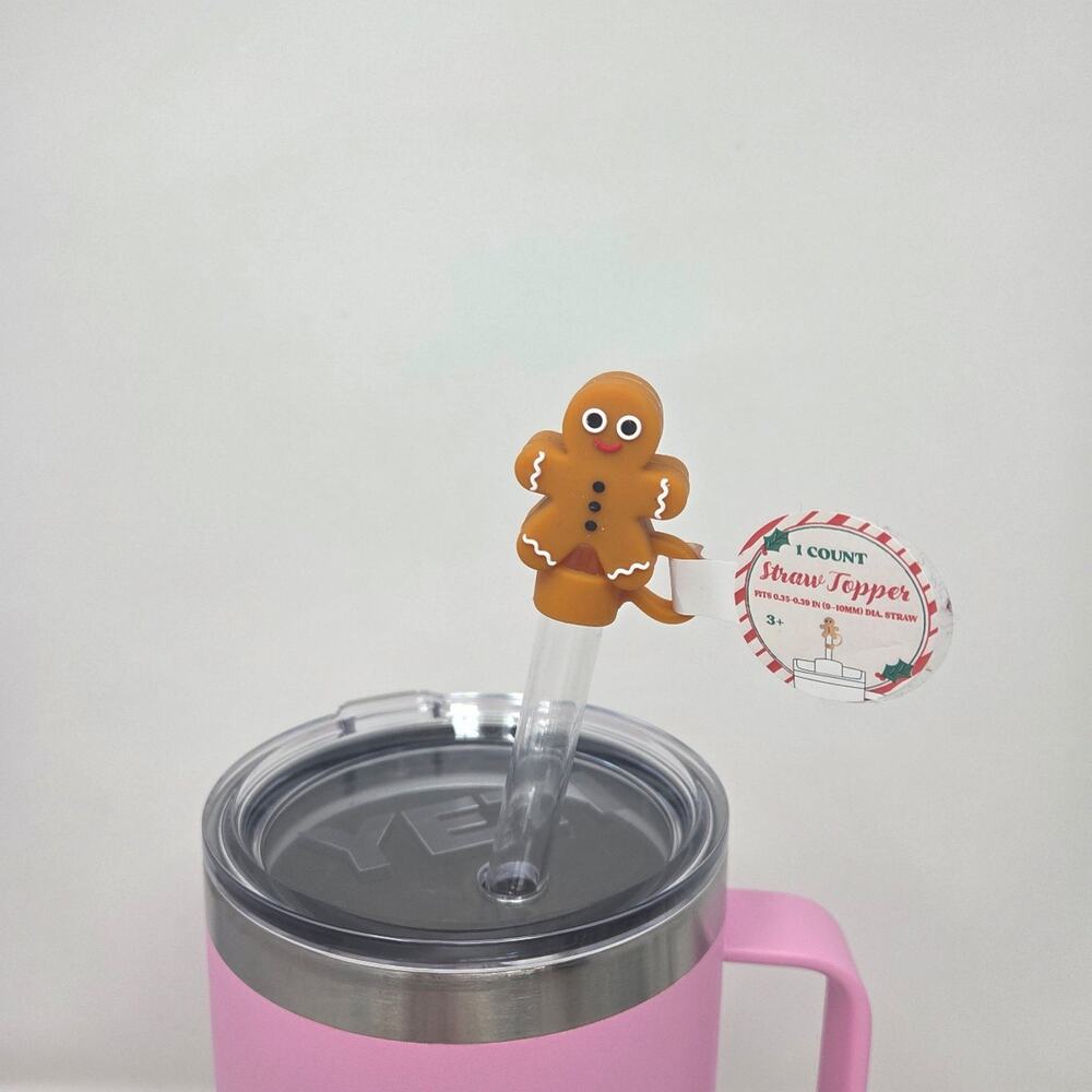 Gingerbread Man Tumbler Straw Topper Cover